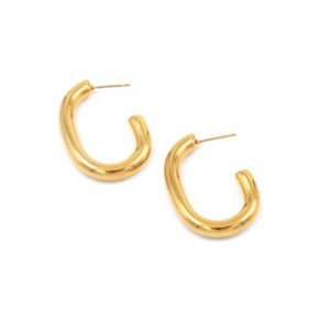 gynaikeia-skoularikia-krikoi-xrysoi-apo-atsali-me-kampylh stainless steel golden earrings jewelry