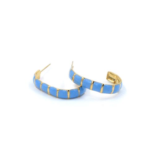 gynaikeia-skoularikia-krikoi-xrysoi-apo-atsali-me-mple-smalto golden blue earrings jewelry stainless steel