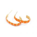 gynaikeia-skoularikia-krikoi-xrysoi-apo-atsali-me-portokali-smalto stainless steel golden orange earrings jewelry