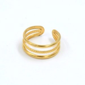 gynaikeio-daxtilidi-xryso-atsali-triplo-sxedio golden ring jewelry stainless steel