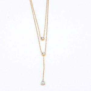 gynaikeio-kolie-triplo-me-stras-se-monterna-grammi golden necklace stainless steel jewelry