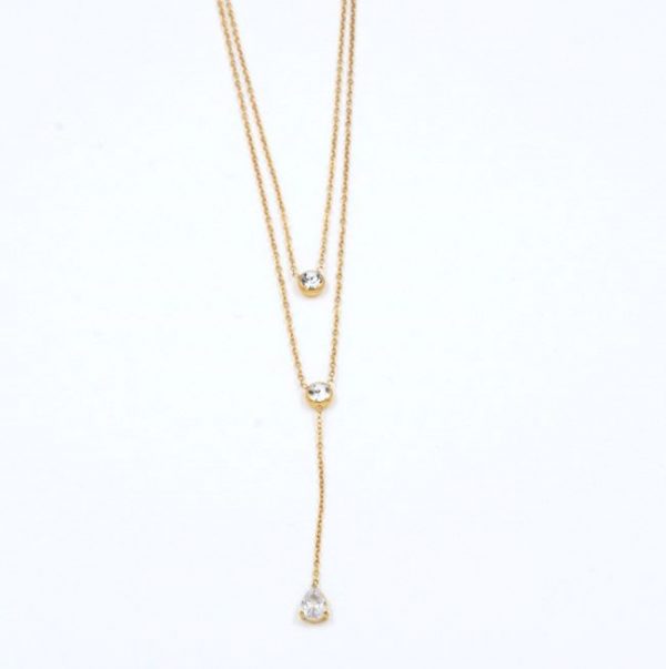 gynaikeio-kolie-triplo-me-stras-se-monterna-grammi golden necklace stainless steel jewelry